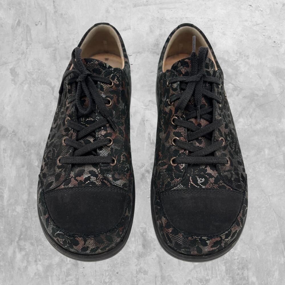 FINN COMFORT Ikebukuro Black Lace-Up Shoes Multi-Color Snakeskin Lace Print 8.5 - Picture 2 of 5